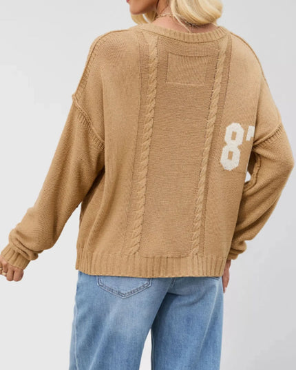 Number 81 Oversized Cable Knit Sweater