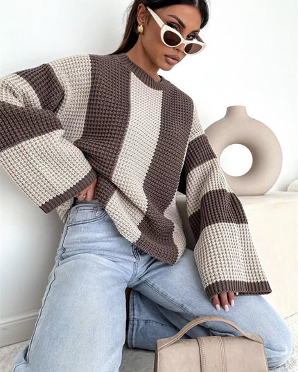 Color Block Long Sleeve Sweater
