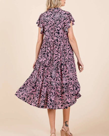 Mittoshop Abstract Print Ruffle Tier Midi Dress