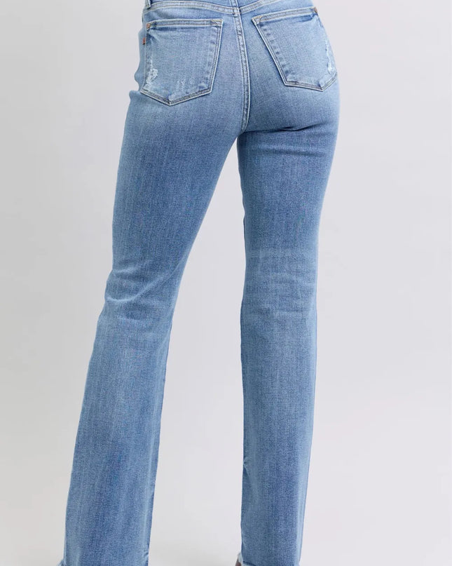 Judy Blue Full Size Raw Hem High Rise Bootcut Jeans