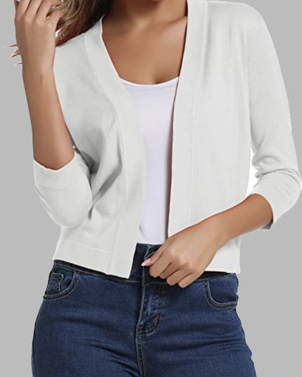 Open Front Cardigan White
