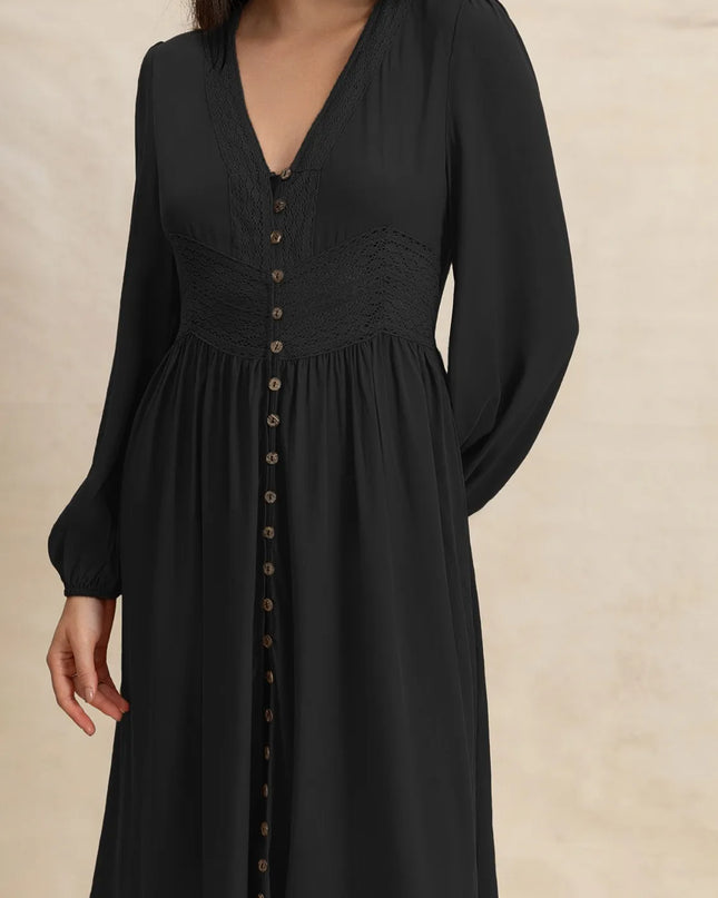 V-Neck Long Sleeve Dress 