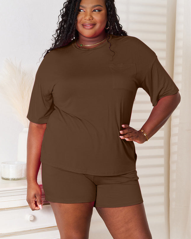 Basic Bae Full Size Soft Rayon Half Sleeve Top and Shorts Set