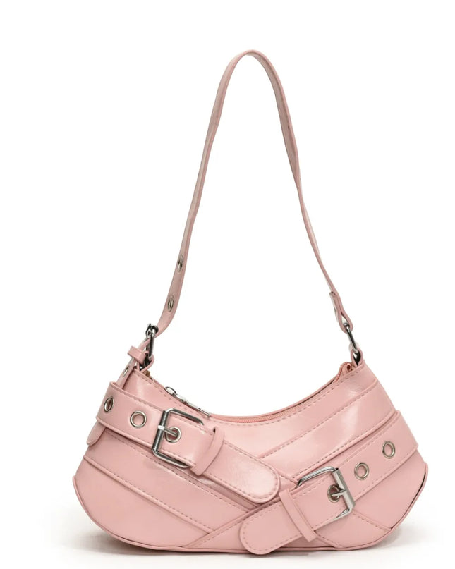 PU Leather Buckle Shoulder Bag 