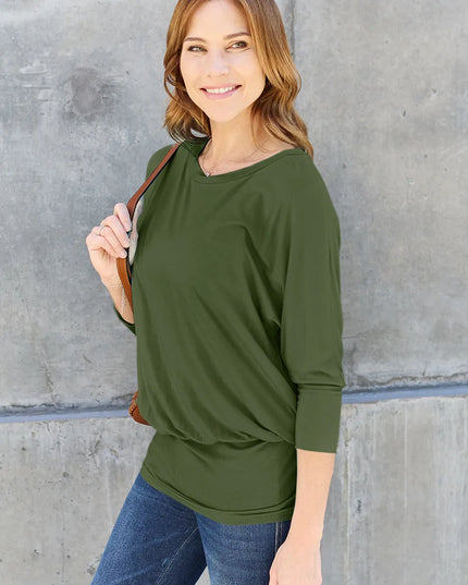 Basic Bae Full Size Round Neck Batwing Sleeve Top