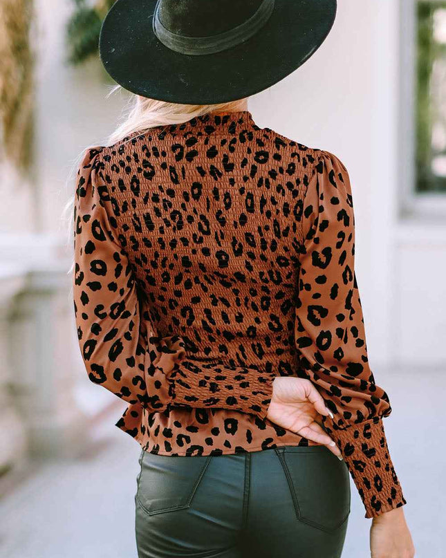 Leopard Smocked Peplum Top