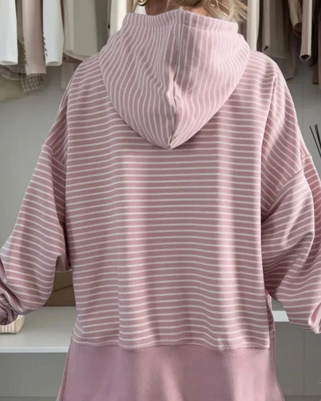 Side Slit Striped Oversized Hoodie
