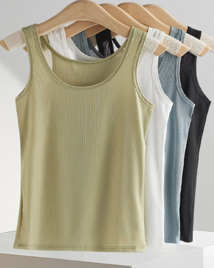 Plus Size Ribbed Scoop Neck Tank Top