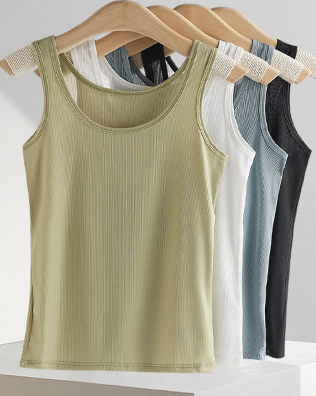 Plus Size Ribbed Scoop Neck Tank Top