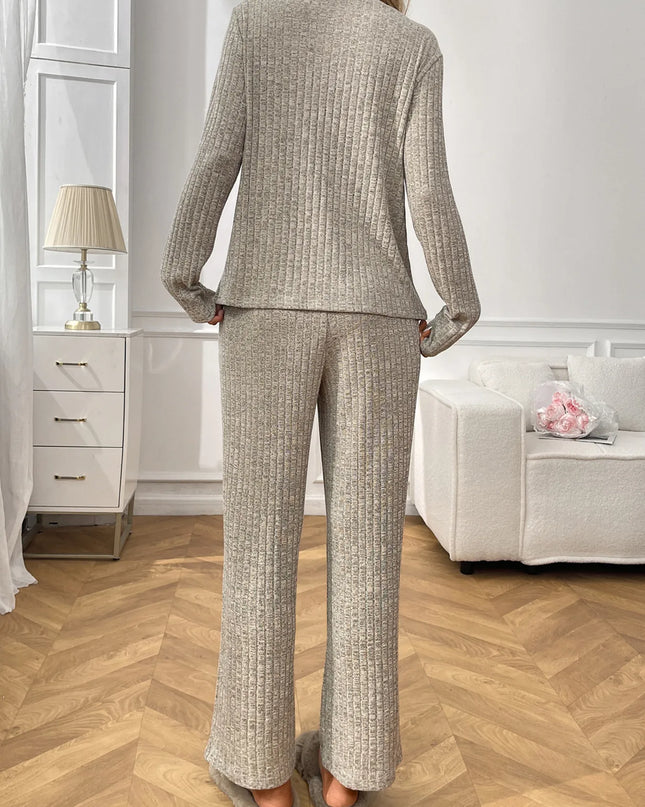 Ribbed Long Sleeve Top and Pants Lounge Set