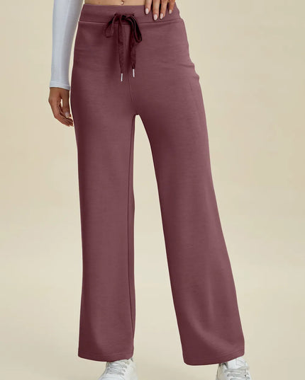 Basic Bae Full Size Air Scuba Drawstring Wide Leg Pants Moonlit Mauve