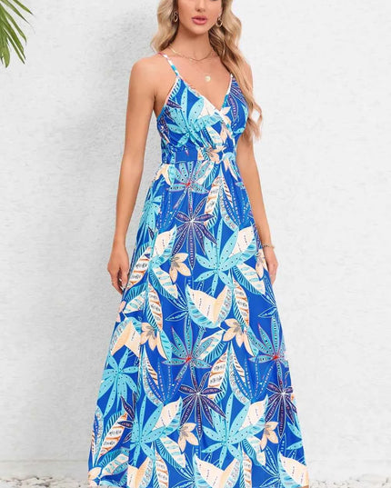 Printed Surplice Maxi Cami Dress