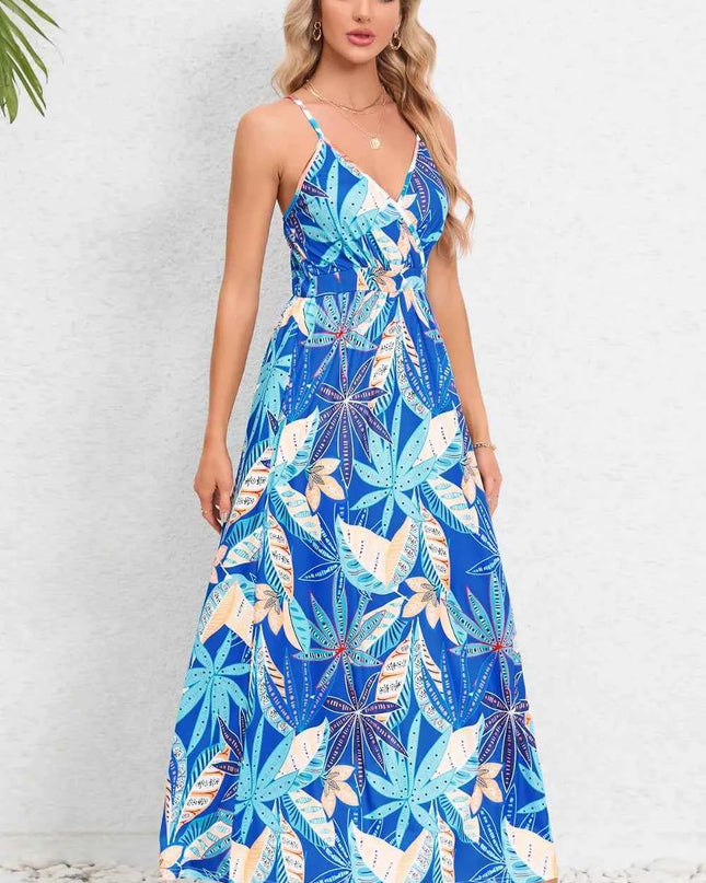 Printed Surplice Maxi Cami Dress