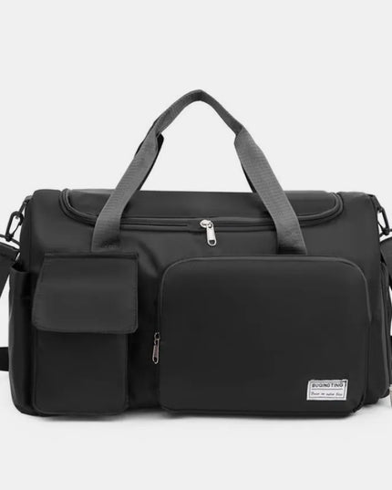 Oxford Cloth Detachable Strap Travel Bag Black One Size