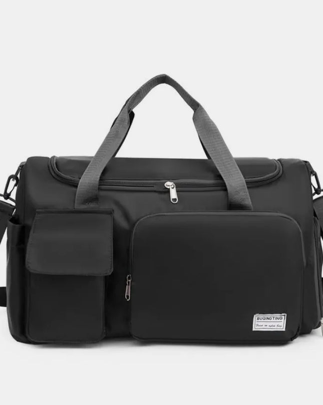 Oxford Cloth Detachable Strap Travel Bag Black One Size