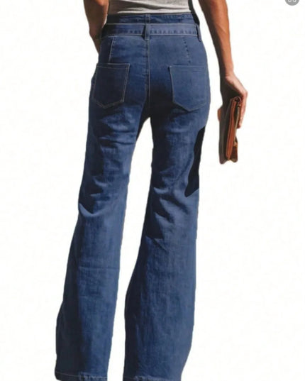 Tied Flare Jeans with Pockets