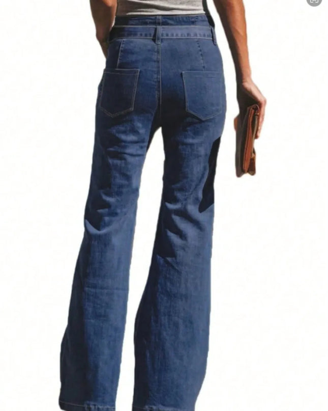 Tied Flare Jeans with Pockets