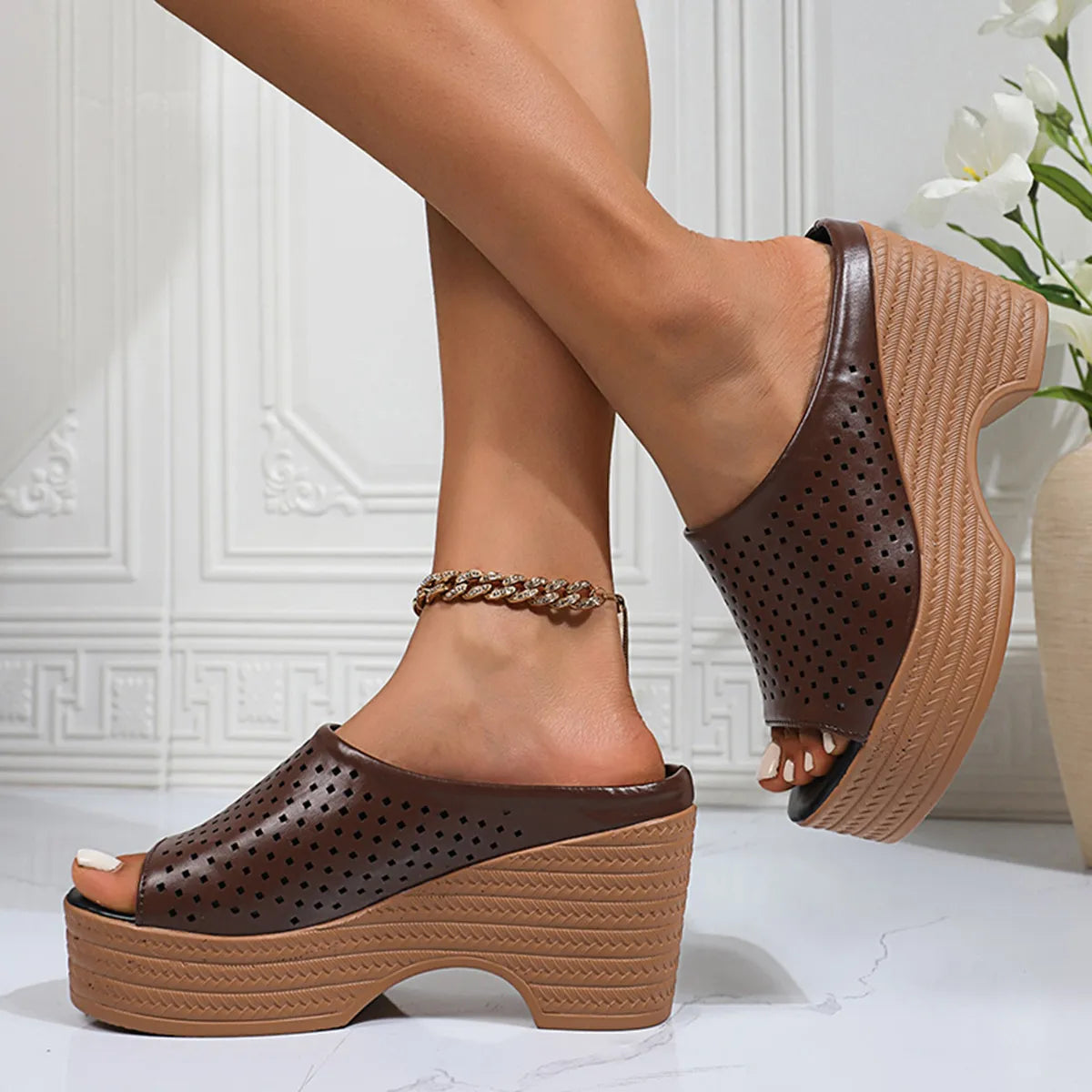 Peep Toe Wedge Sandals
