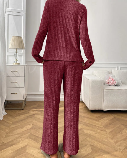 Ribbed Long Sleeve Top and Pants Lounge Set