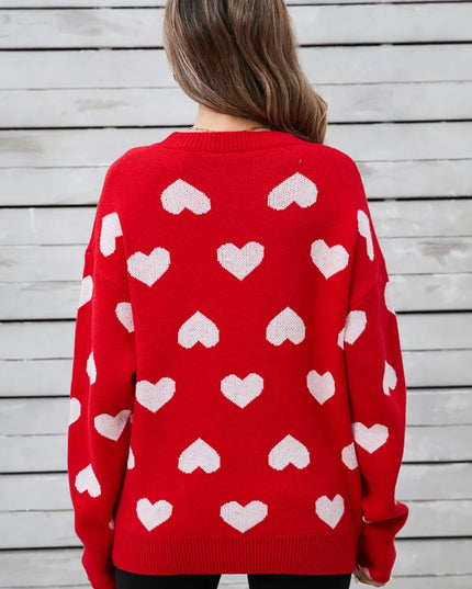 Angel Wings Heart Round Neck Long Sleeve Sweater