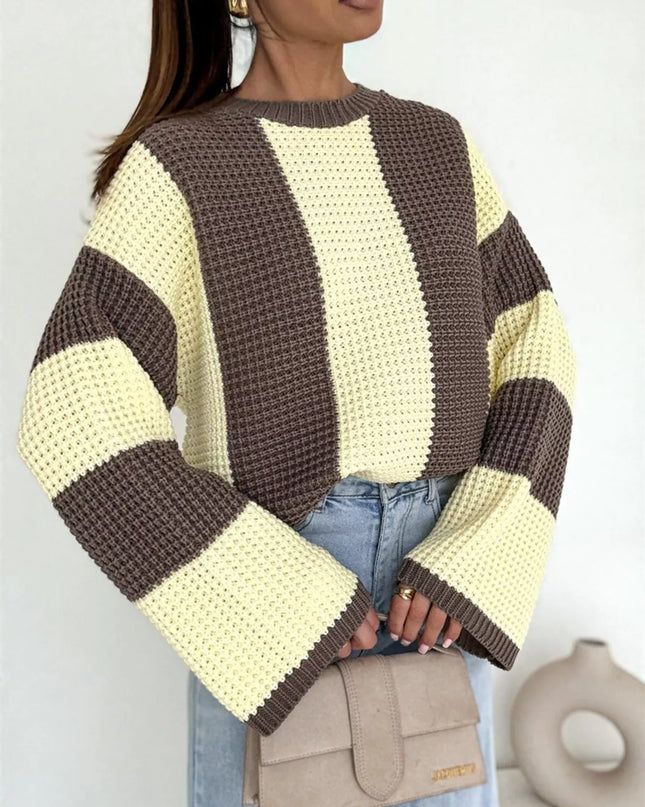 Color Block Long Sleeve Sweater