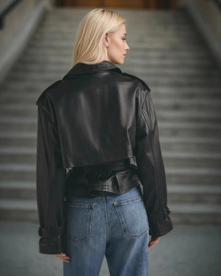 Leather Belted Trench Jacket