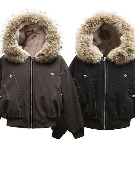 Men's Faux Fur Hooded Zip Up Jacket