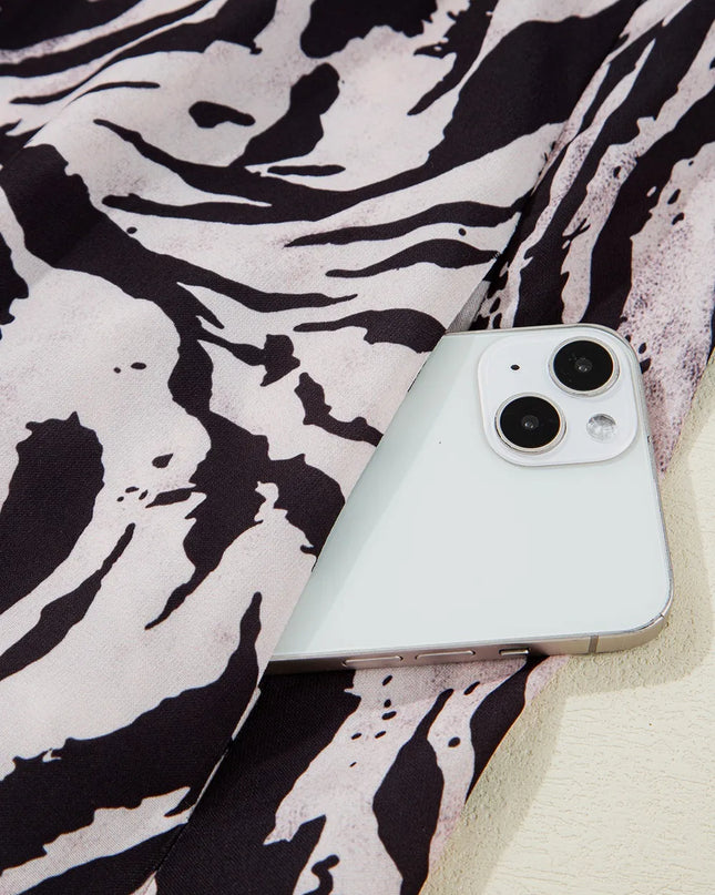 Abstract Print Tie Back Maxi Cami Dress