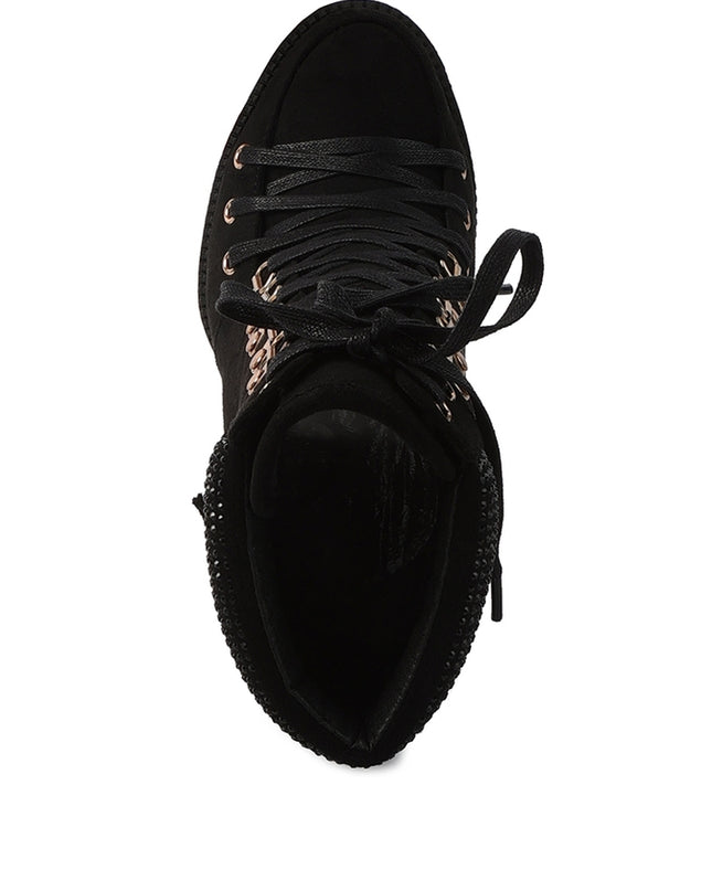 Birch Diamante Set Block Heeled Ankle Boot