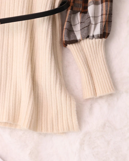 Plaid Long Sleeve Sweater Dress