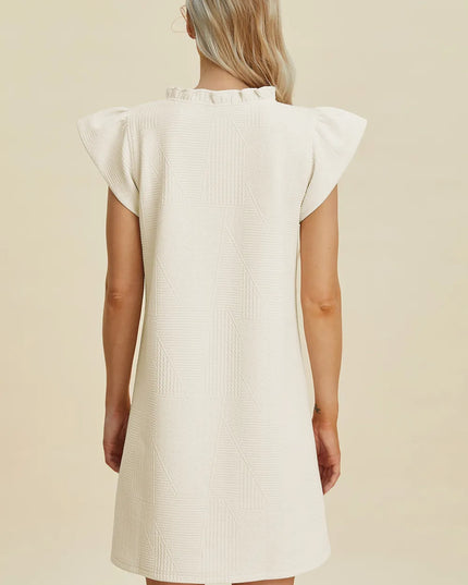 Double Take Full Size Ruffled V-Neck Cap Sleeve Dress