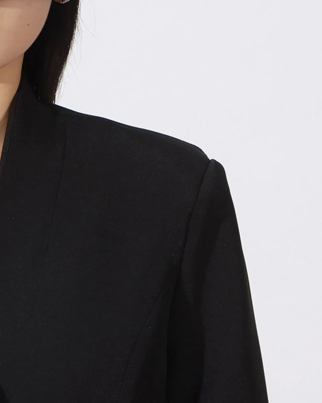 Flower Button Front Long Sleeve Blazer