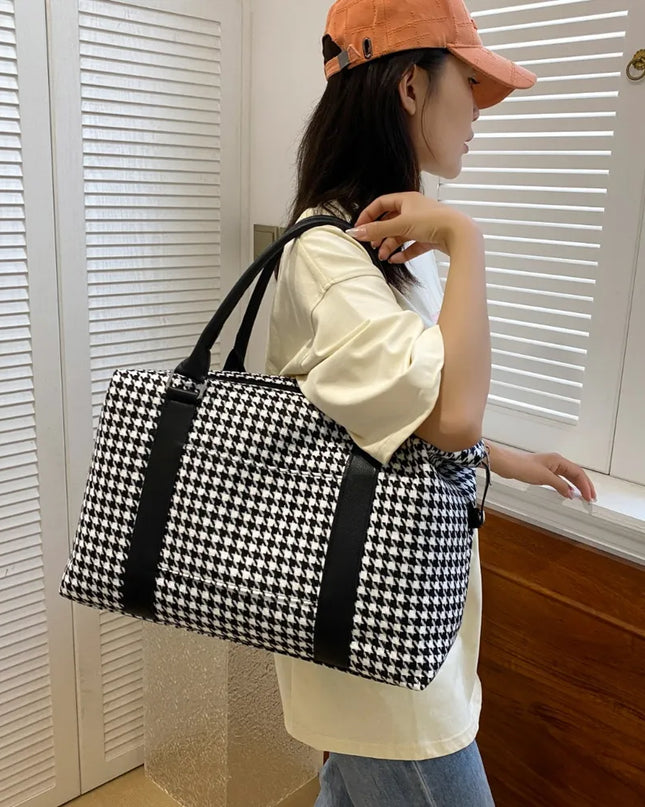 Houndstooth Canvas Travel Bag