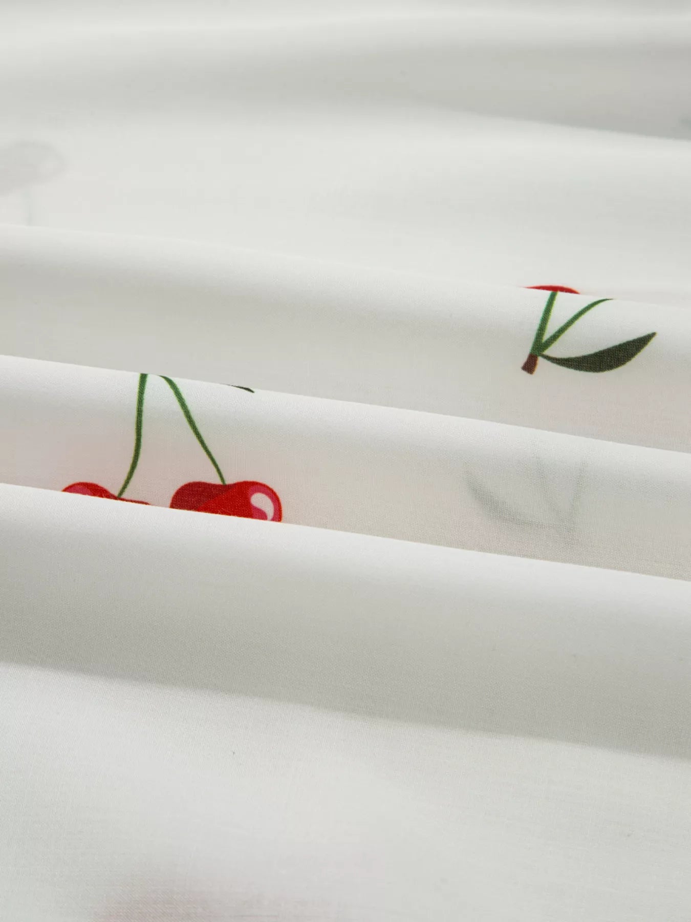 Cherry Print Flounce Sleeve Collared Frilled Babydoll Blouse