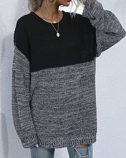 Color Block Long Sleeve Oversized Sweater
