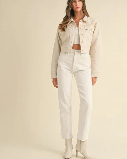 MABLE Embroidered Quilted Cropped Jacket