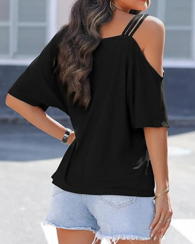 Asymmetrical Neck Half Sleeve T-Shirt