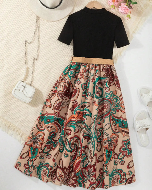 Children's Printed Short Sleeve Dress