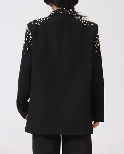 Pearl Embellished Double-Breasted Blazer