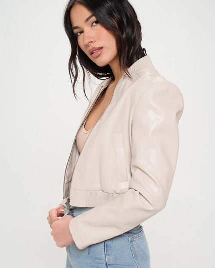Coalition LA Zip Up Cropped Bomber Jacket