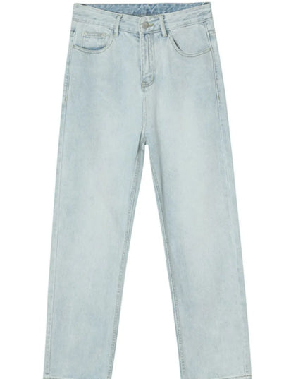Washed Straight-Leg Slim Jeans