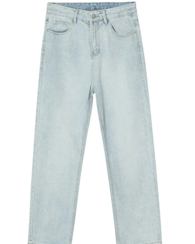 Washed Straight-Leg Slim Jeans
