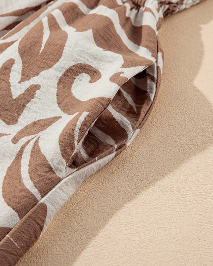 Floral Shirred High Waist Spaghetti Straps Dress