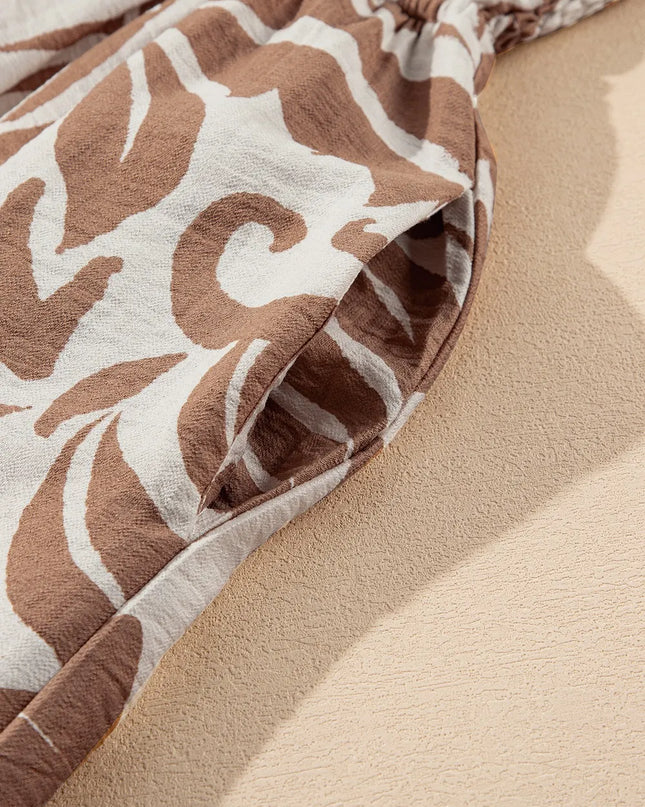 Floral Shirred High Waist Spaghetti Straps Dress