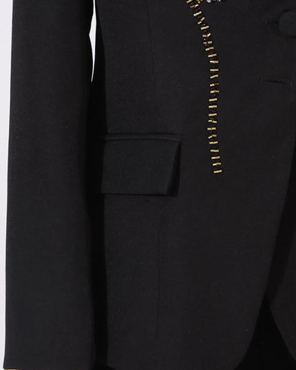 Flower Button Front Long Sleeve Blazer