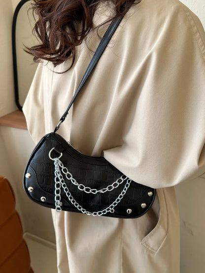 Chain PU Leather Shoulder Bag 