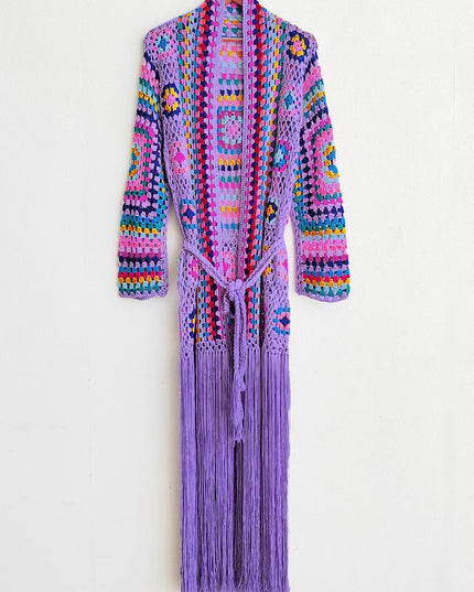 Fringe Tied Long Sleeve Cardigan