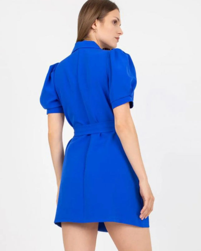 Tie Waist Short Sleeve Blazer Dress