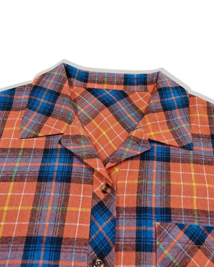 Plaid Collared Neck Long Sleeve Shirt
