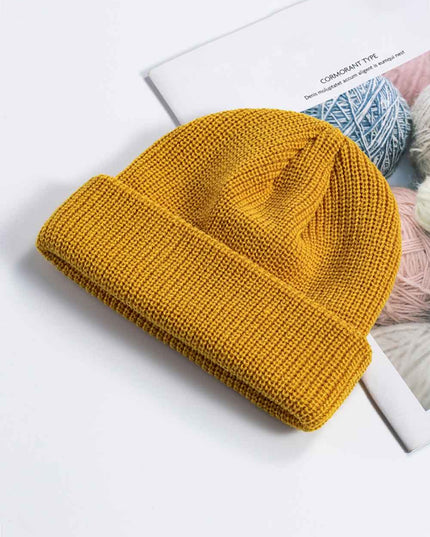 Cozy Rib-Knit Cuff Beanie Mustard One Size